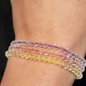 3 Crystal Bead Bracelets on multicolor threads
